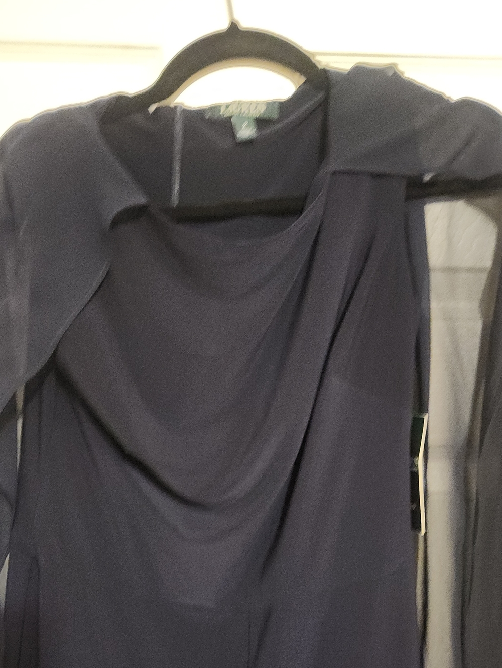 Navy Blue Women's Draped Sleeve Dress